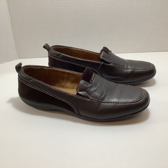 Naturalizer Women’s Size 7 wide Dark Brown Leather Slip on Casual Flat Loafers - Picture 2 of 9